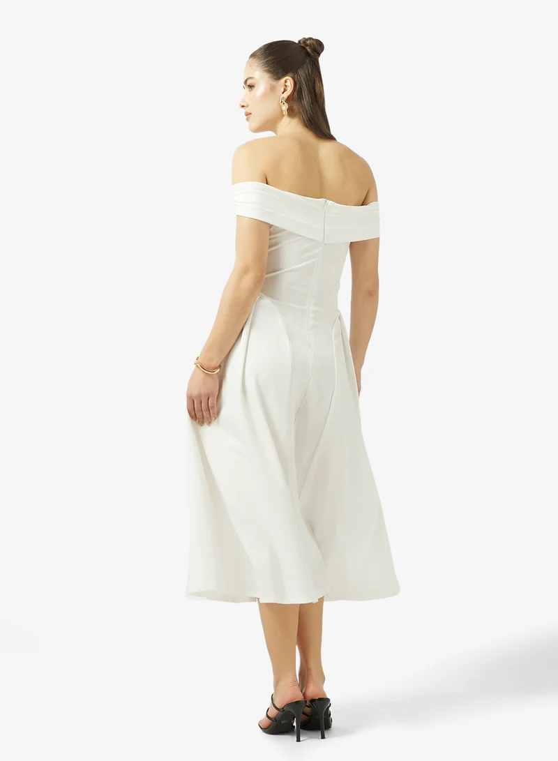 جينجر Off Shoulder Fit & Flare Dress